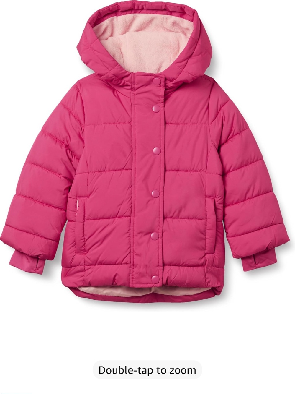 Amazon Essentials Girls' Hooded Pink Puffer Jacket